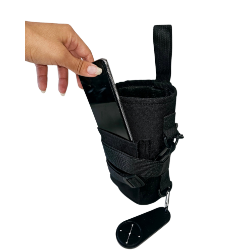 Black Magnetic Oxford holder for water bottles, phone and towels – perfect for gym use on metal racks