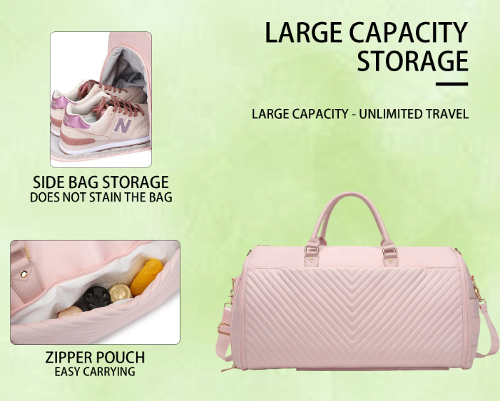 Oxford fabric 3-in-1 rolling duffel bag – sleek garment bag with removable trolley wheels