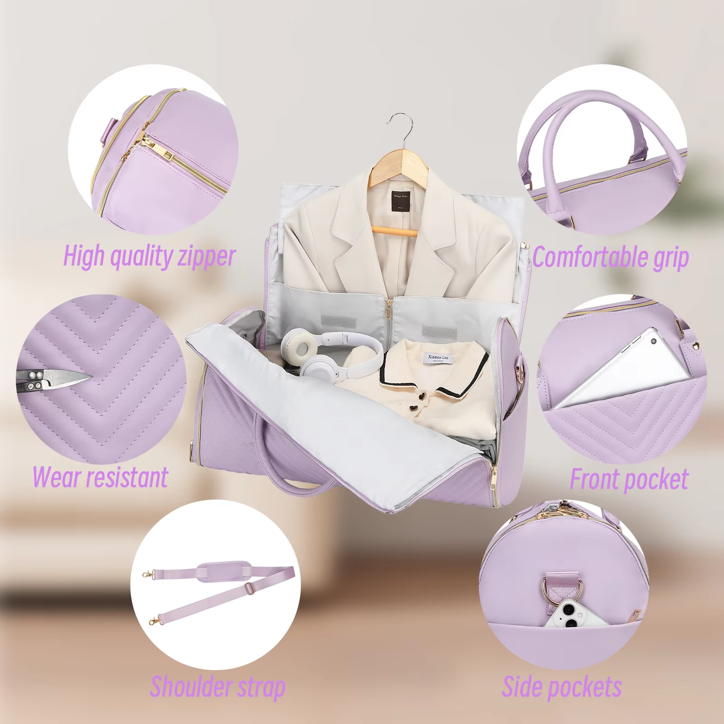 3-in-1 rolling garment duffel bag in durable PVC - designed for travel