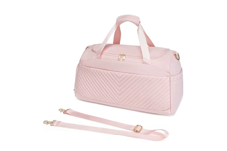Pink Compact fitness and travel duffel bag with wet pocket and shoe compartment – perfect for gym and weekend trips