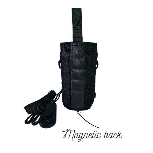 Black Magnetic Oxford holder for water bottles, phone and towels – perfect for gym use on metal racks