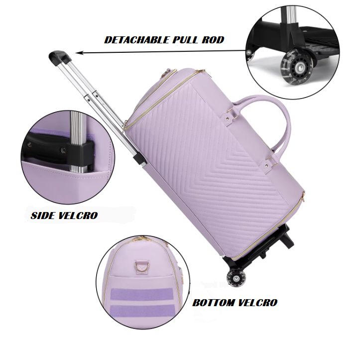 3-in-1 rolling garment duffel bag in durable PVC - designed for travel