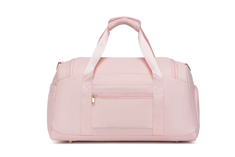 Pink Compact fitness and travel duffel bag with wet pocket and shoe compartment – perfect for gym and weekend trips