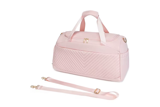 Pink Compact fitness and travel duffel bag with wet pocket and shoe compartment – perfect for gym and weekend trips