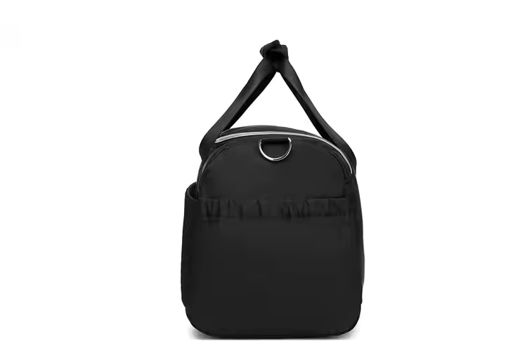 Black Compact fitness and travel duffel bag with wet pocket and shoe compartment – perfect for gym and weekend trips